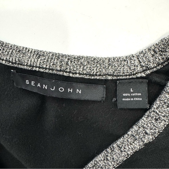 Sean John Women’s Sz L Black / Grey Full Zip Sweater V Neck Grannycore Casual LS - Picture 4 of 8